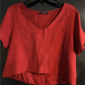 Women's Redish/Burnt Orange V-Neck Top